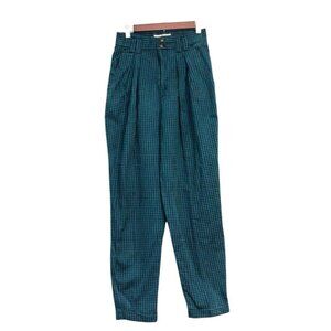 Vintage 80s Pants Size 9 Houndstooth Tapered Pleated Retro USA Made 100% Cotton